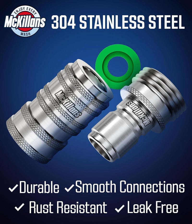 McKillans ® 2025 Automatic Garden Hose Quick Connect [UNIVERSAL FIT] - Stainless Steel Quick Connect Hose Fittings - Water Hose Connectors - Quick Disconnect Adapter - INSTANT CONNECTION - 5 Pc Kit - Image 5